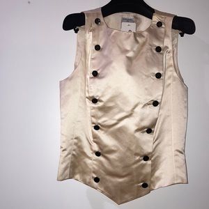 Shiny Satin Finish Cream Tuxedo Vest